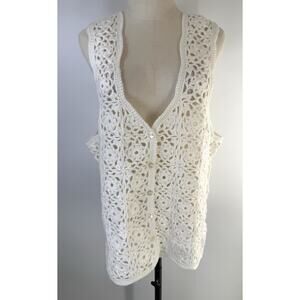 Vintage Crochet Vest with Button Front Detail Boho Cottagecore Festival XL?